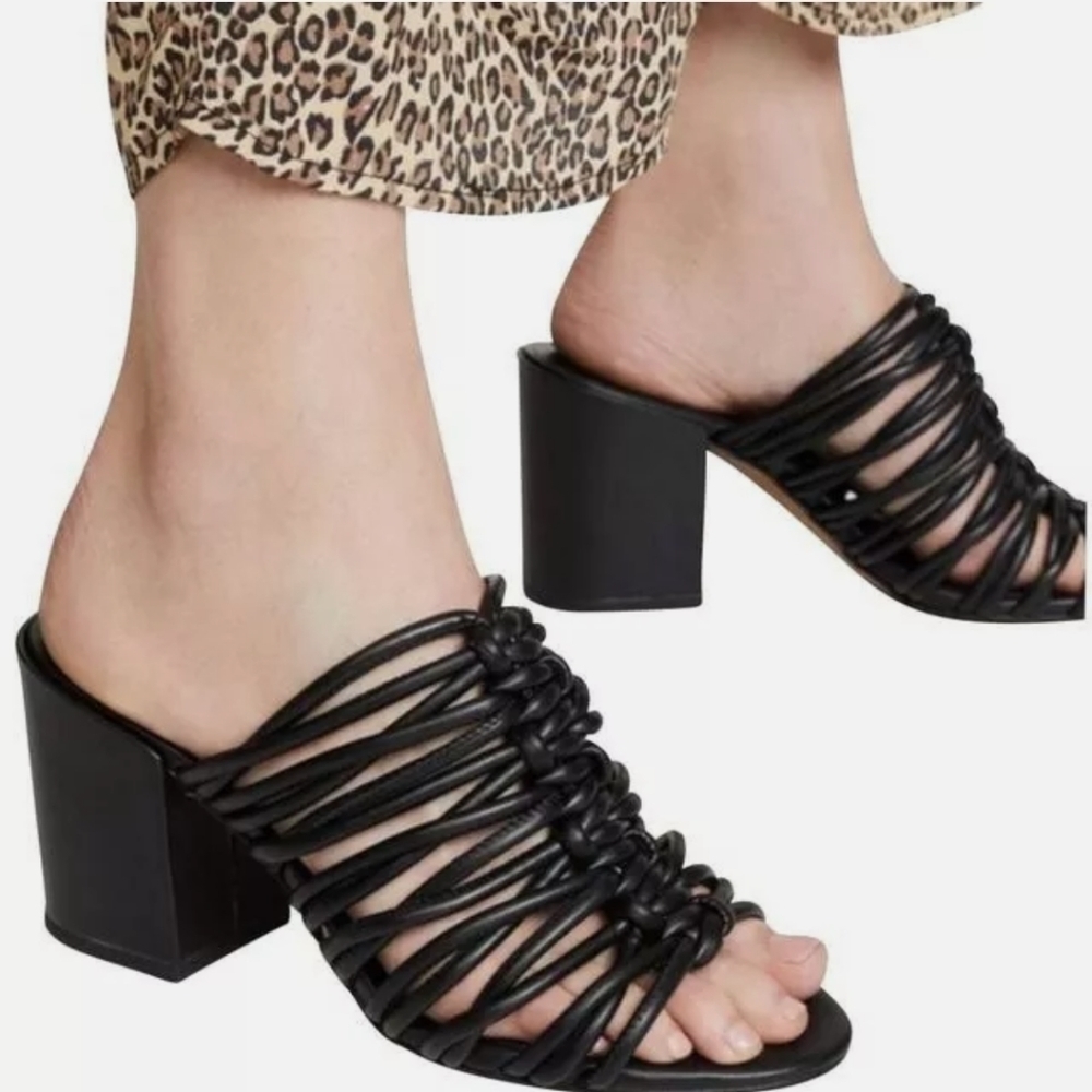 Rebecca Minkoff Black Strappy Sandal Heels Size 6 $228